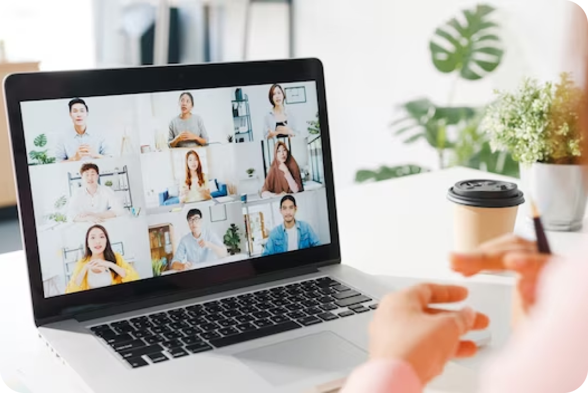 People having a video conference meeting on a computer